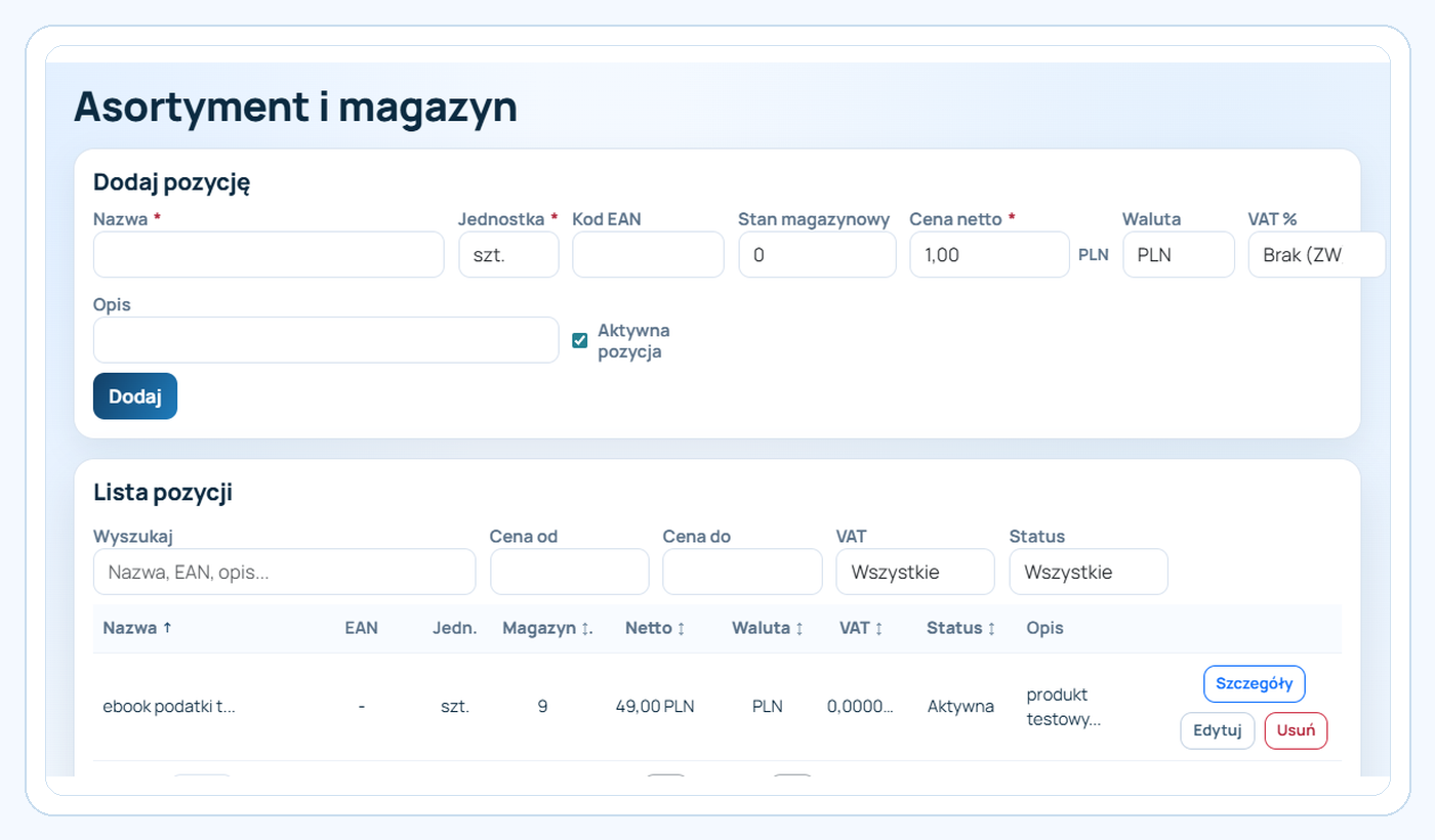 Asortyment i magazyn w Sidnej