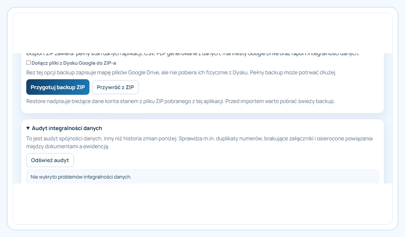 Sekcja kopii zapasowej w Sidnej
